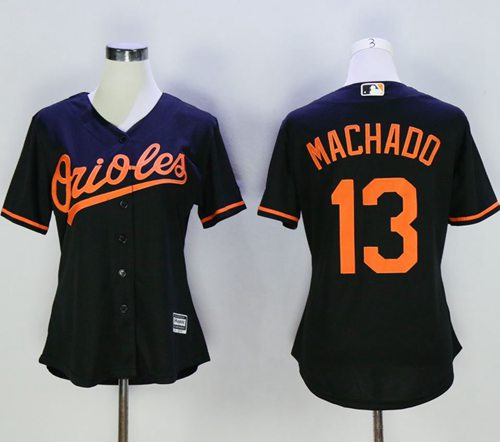 Orioles #13 Manny Machado Black Women's Alternate Stitched MLB Jersey